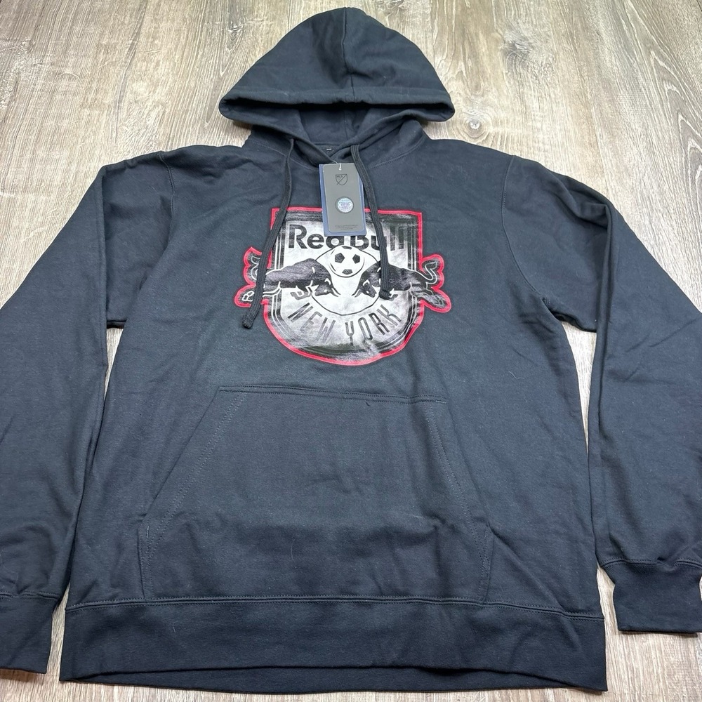 Fanatics MLS Redbull New York Hoodie Pullover Men's Size M Medium Black NWT